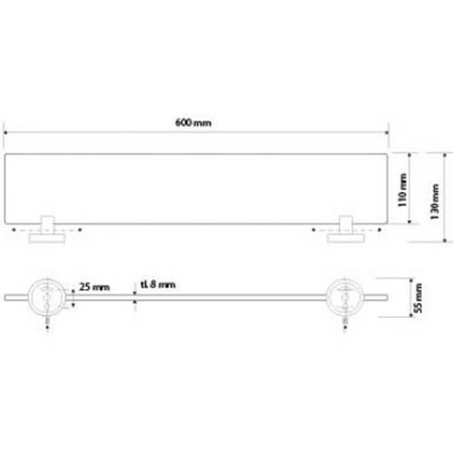 Полка стекло 600 Dark Bemeta 104102040