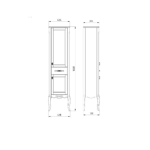Пенал 400 левый Антикварный орех Модерн ASB