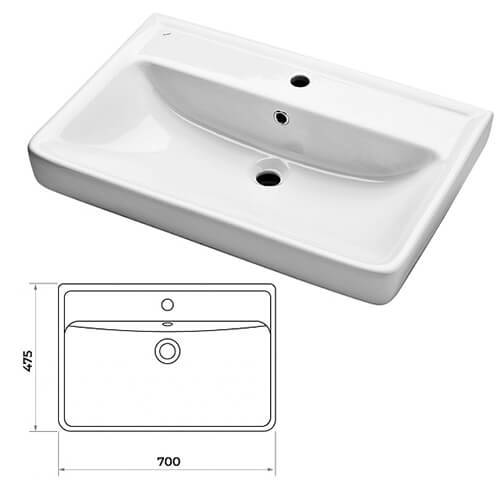 Тумба 700 1ящ + Раковина Q70 Белый мат Lande DIBORG