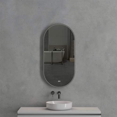 Зеркало с подсветкой AVS AG 50x100 см, антипар, оружейная сталь