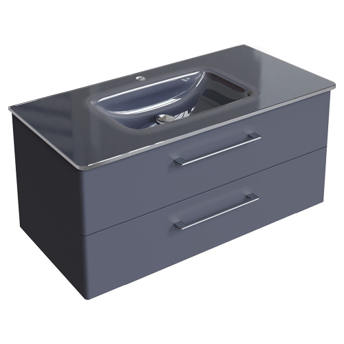 Тумба 1000 2ящ подвес + раковина OW15 стекл Графит ACCORD CAPRIGO