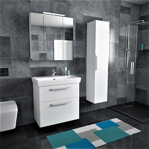 Тумба 700 2ящ + Раковина Q70 Белый мат Lande DIBORG