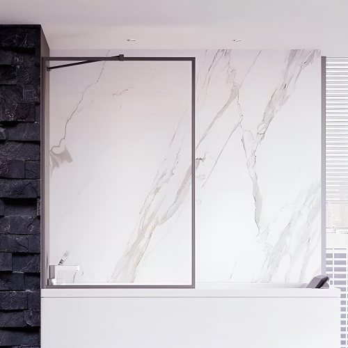 Шторка на ванну Veconi Palau PL-85GR 80 профиль брашированный графит, стекло прозрачное