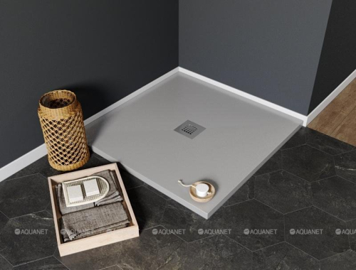 Поддон литьевой камень PRIORITY 100x100мм без сифона без накладки d=100 AQUANET