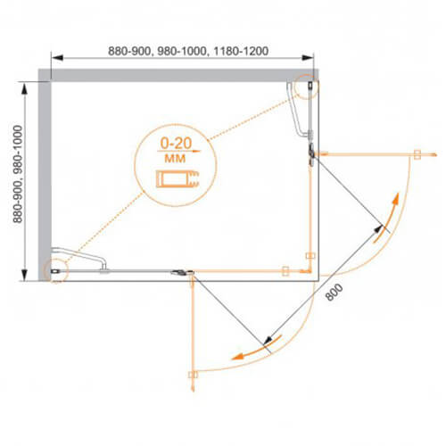 Душевой уголок Cezares Bergamo BERGAMO-W-AH-2-120/100-C-Cr-R 120x100 профиль хром, прозрачное стекло