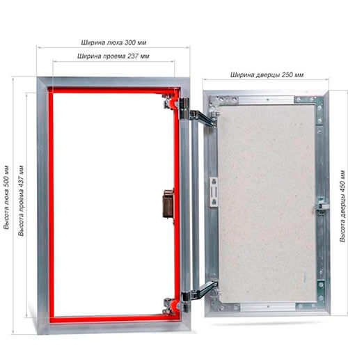 Люк под плитку 300х500 Евроформат Практика АТР 30-50