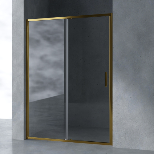Душевая дверь в нишу AVS Вектор 140 см профиль брашированное золото, стекло прозрачное
