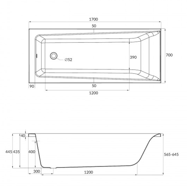 Акриловая ванна Cersanit Lorena 170x70 белая, без ножек