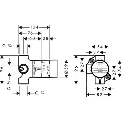 Запорный вентель (механизм) Trio Stop Hansgrohe 15981180