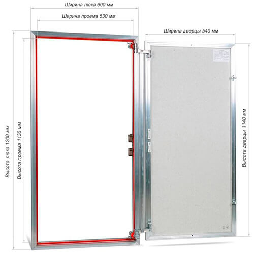 Люк под плитку 600х1200 Евроформат Практика ЕТР 60-120