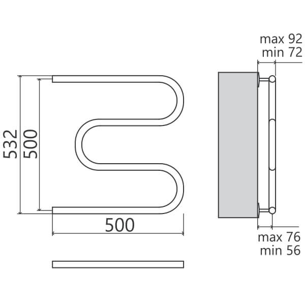 Полотенцесушитель водяной Terminus М-образный 50х50 хром