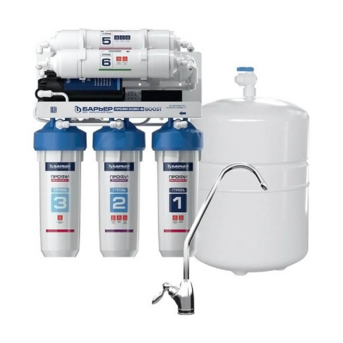 Фильтр под мойку для очистки воды шестисупенчатый с технологией обратного осмоса Барьер Профи Осмо 100 М Boost H152P02