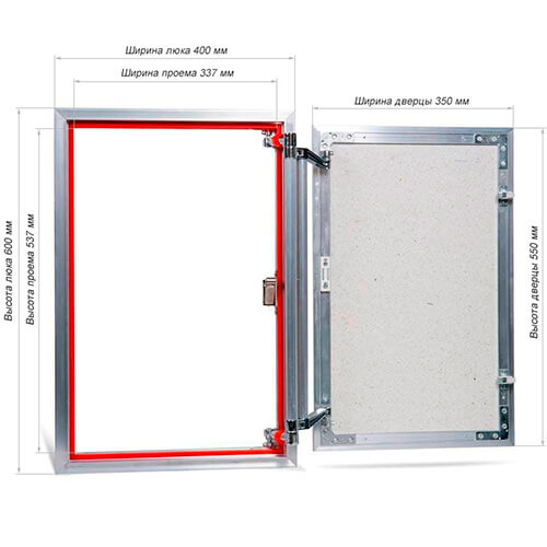Люк под плитку 400х600 Евроформат Практика АТР 40-60