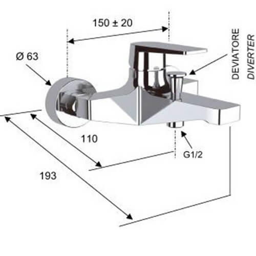 Смеситель для ванны и душа Remer Dream D05 хром