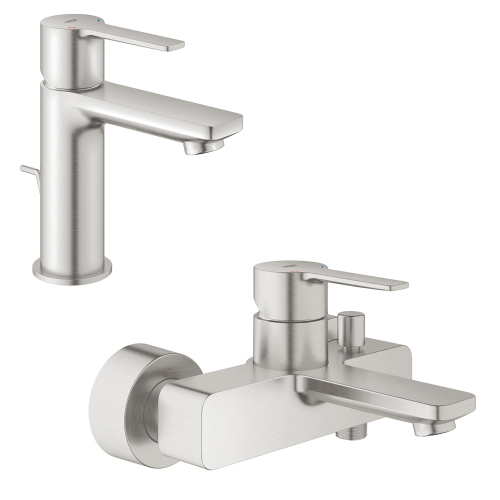 Комплект смесителей GROHE Lineare 32109DC1+33849DC1 сталь матовая