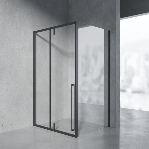 Душевой уголок AVS Акцент 120x100 L, профиль черный матовый, стекло прозрачное