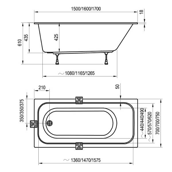 Акриловая ванна Chrome 160х70 Ravak C731000000