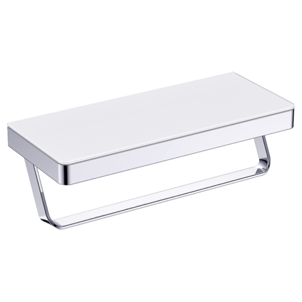 Полка AVS Bishop, 20 см, хром/белый, с полотенцедержателем
