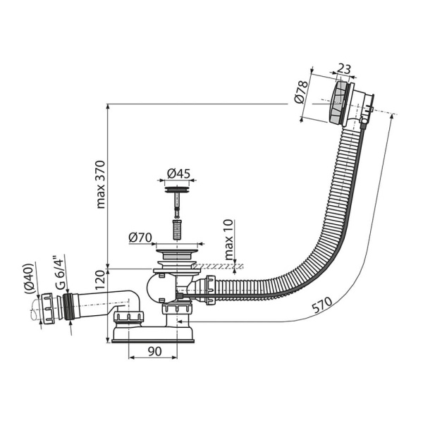 Слив-перелив Alcaplast AG210125160