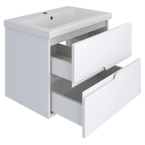 Тумба с раковиной RUNO Стокгольм Como 60 белая, подвесная