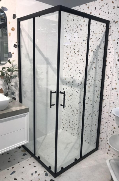 Душевой уголок Cezares Eco ECO-O-A-2-90-C-NERO 90x90 профиль черный, прозрачное стекло