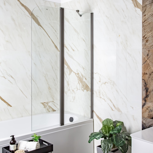 Шторка на ванну AVS Асти Дуо 100 см правая профиль оружейная сталь, прозрачное стекло