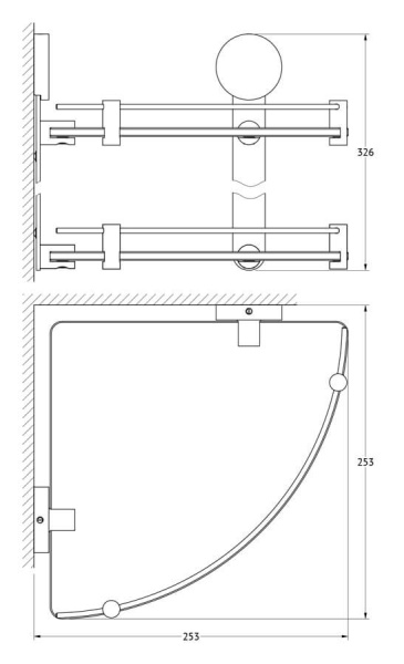 Полка стеклянная угловая двойная Harmonie Artwelle HAR 040