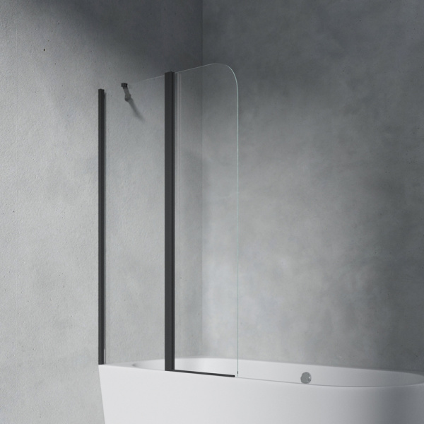 Шторка на ванну AVS Асти Дуо 100 левая профиль черный матовый, стекло прозрачное