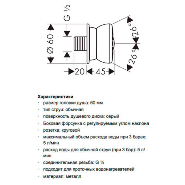 Боковая форсунка Bodyvette Hansgrohe 28466000