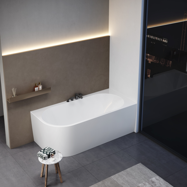 Акриловая ванна AVS Санья 180x85 R белая с донным клапаном