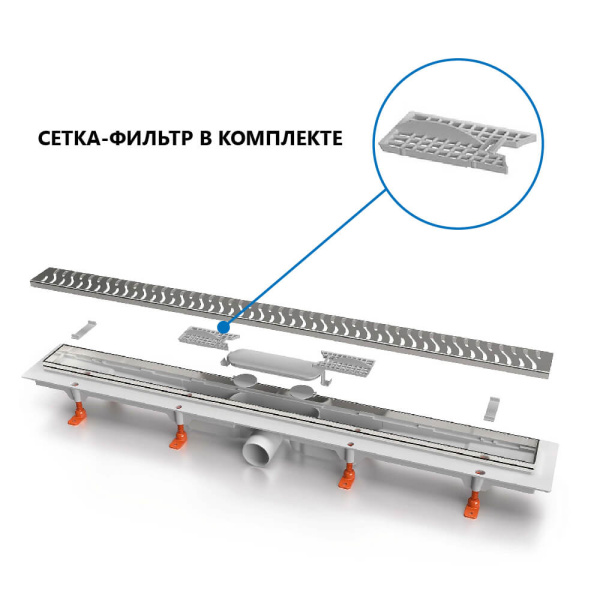 Водоотводящий желоб 850 Medium MCH с сеточками CH 850 MN сет