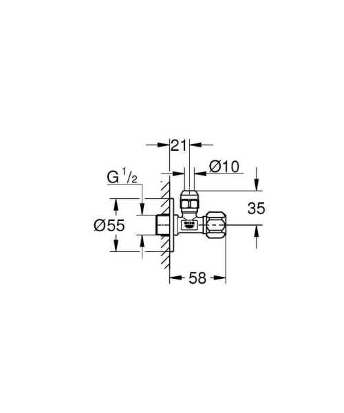 Кран угловой 1/2х3/8 с цангой GROHE 2201800M