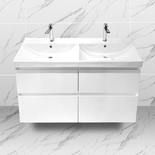 Тумба с раковиной AVS Гармония 120 двойная, белая