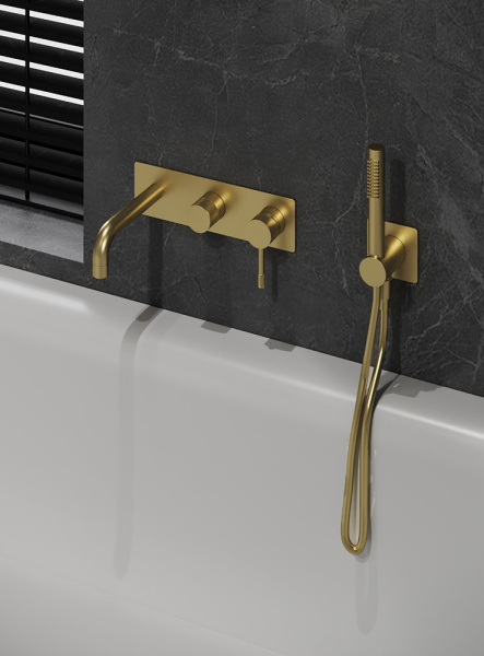 Смеситель для ванны с душем Boheme Uno 464-3-MG золото матовое