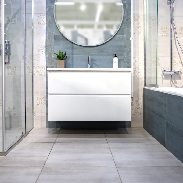 Тумба с раковиной AVS Гармония 100 белая (раковина 01 белая глянцевая)