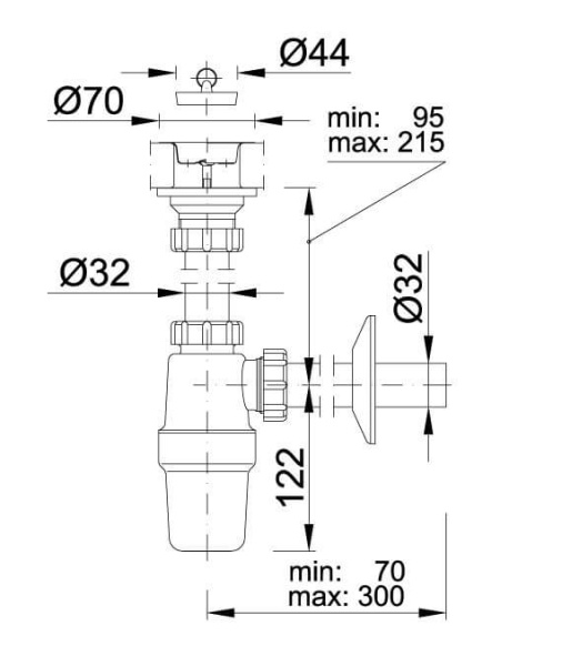 Сифон для раковины Ø32 мм STYRON STY-534-32