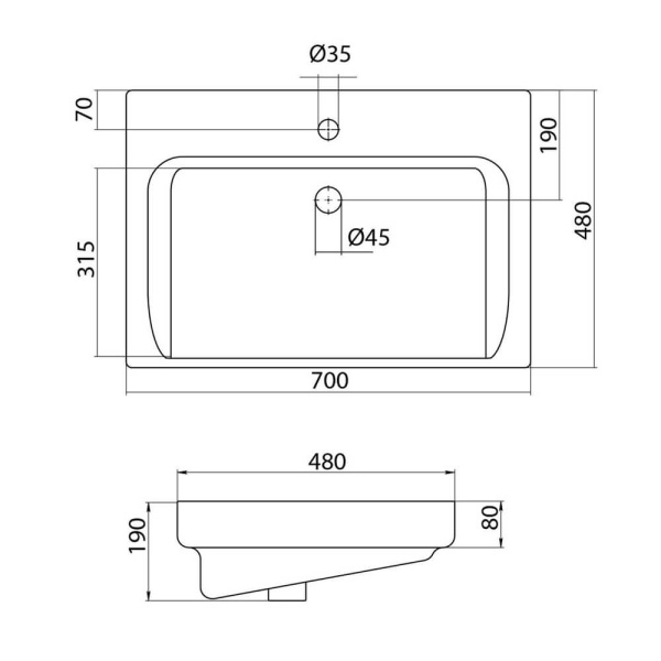 Тумба с раковиной 70 подвесная Neo Aqwella Neo.01.07/1