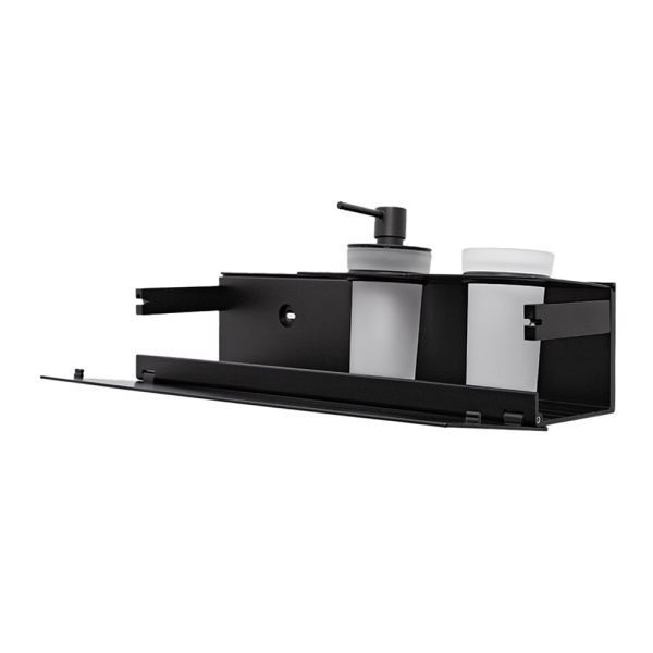 Полка AVS King, 45 см, черный матовый, с дозатором и стаканом