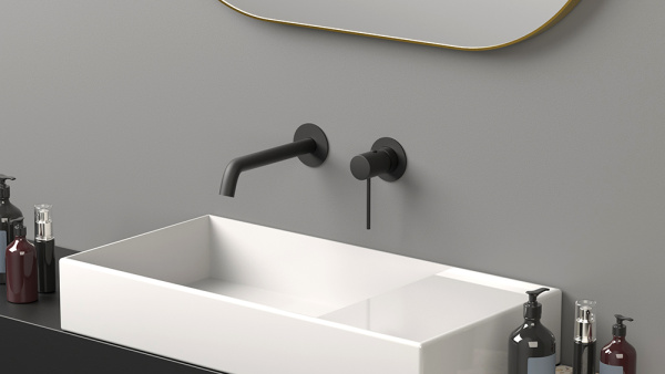 Смеситель для раковины AVS Slimmer с внутренней частью, черный матовый