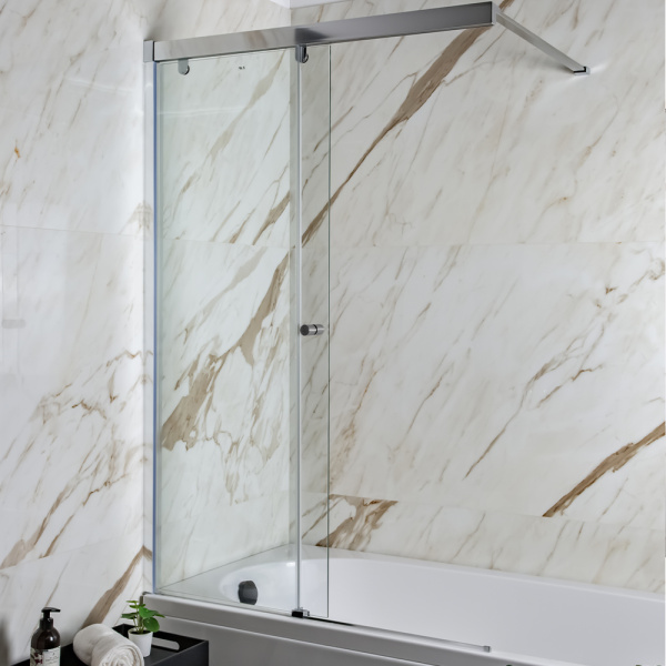 Шторка на ванну AVS Перла 100 L профиль хром, стекло прозрачное
