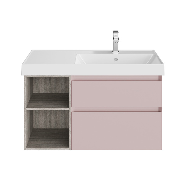 Тумба с раковиной Kerama Marazzi Cubo 90 R мальва матовая-древесная