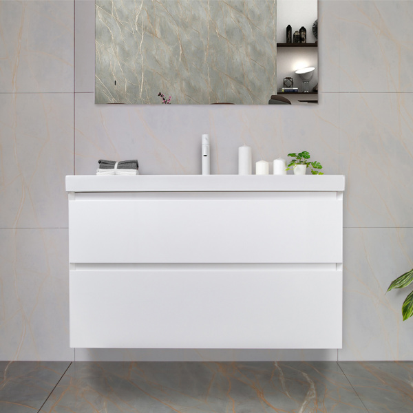 Тумба с раковиной AVS Гармония 100 белая (раковина 02 белая глянцевая)