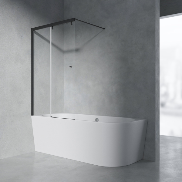 Шторка на ванну AVS Перла 100 L профиль черный матовый, стекло прозрачное