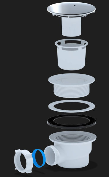 Сифон для душевого поддона 1 1/2"х90, h 65 ANI E320C, хром