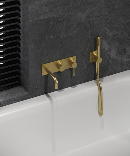 Смеситель для ванны с душем Boheme Uno 464-3-MG золото матовое