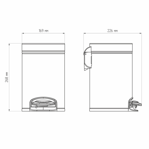 Ведро для мусора AVS Универсал 827-030-GM 3 л, оружейная сталь