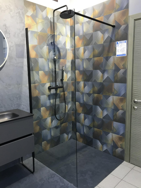 Душевая перегородка AVS Walk In 100 профиль черный, стекло прозрачное