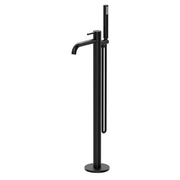 Смеситель для ванны с душем AVS Slimmer напольный, черный матовый